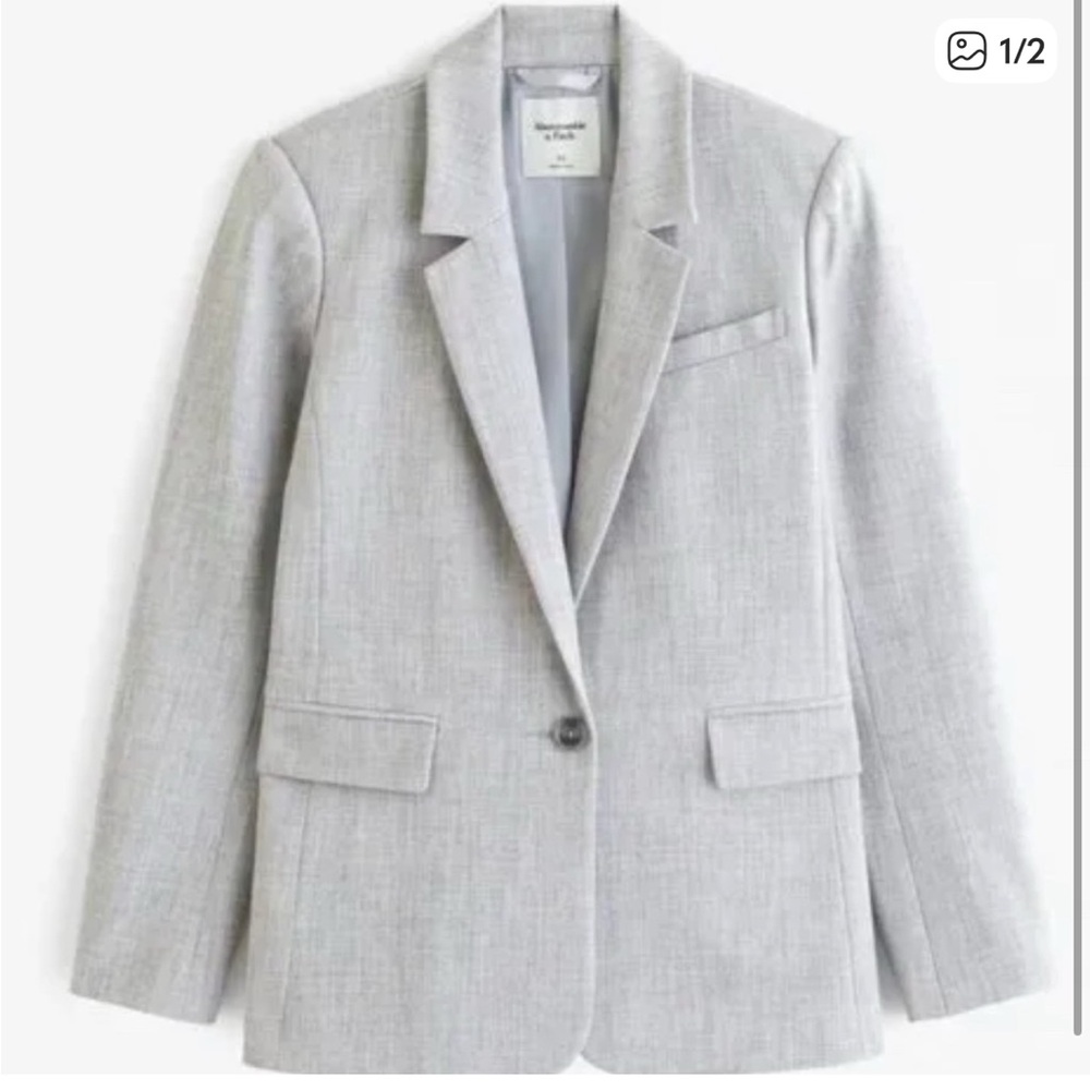 Abercrombie & Fitch Light Gray Single-Button Womens Blazer